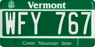 VT license plate WFY767