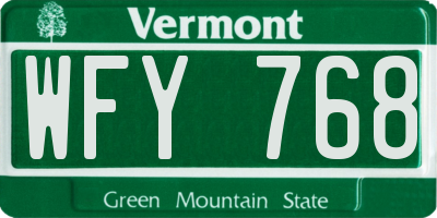 VT license plate WFY768
