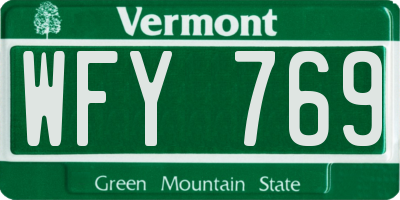 VT license plate WFY769