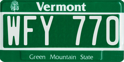 VT license plate WFY770