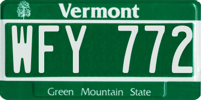 VT license plate WFY772