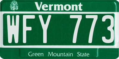 VT license plate WFY773