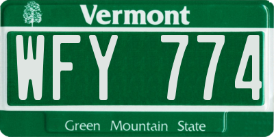 VT license plate WFY774