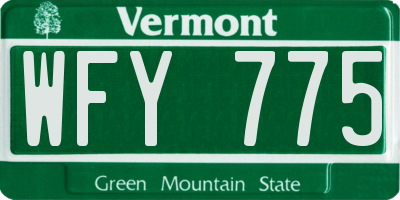 VT license plate WFY775