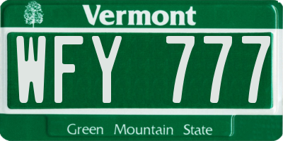 VT license plate WFY777
