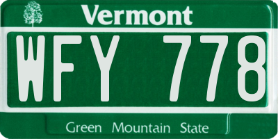 VT license plate WFY778