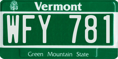 VT license plate WFY781