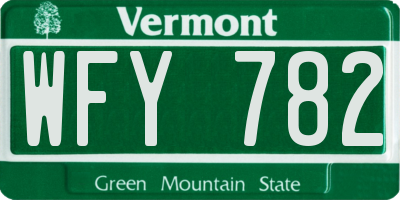 VT license plate WFY782