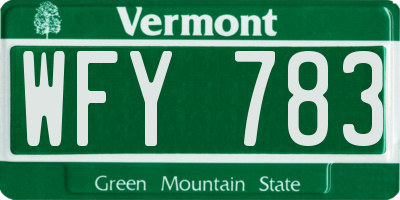 VT license plate WFY783