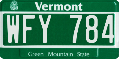 VT license plate WFY784