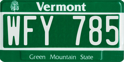 VT license plate WFY785