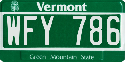 VT license plate WFY786