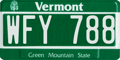 VT license plate WFY788