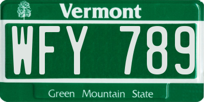 VT license plate WFY789