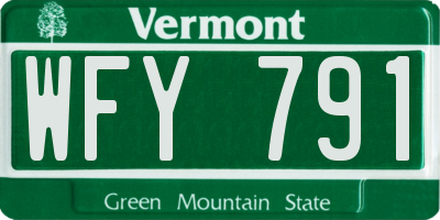 VT license plate WFY791