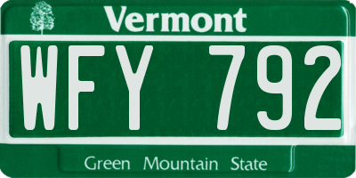 VT license plate WFY792
