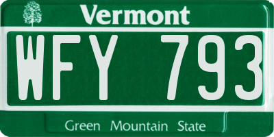 VT license plate WFY793