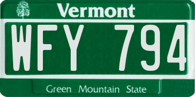 VT license plate WFY794