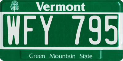 VT license plate WFY795