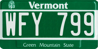 VT license plate WFY799