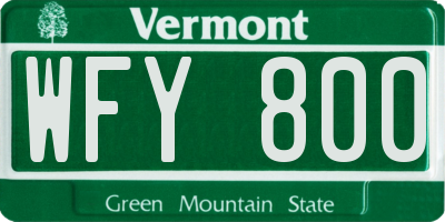 VT license plate WFY800