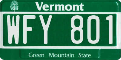 VT license plate WFY801