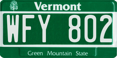 VT license plate WFY802