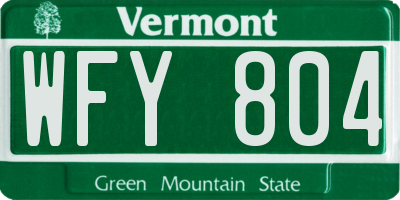 VT license plate WFY804