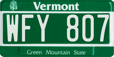 VT license plate WFY807