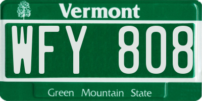 VT license plate WFY808