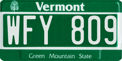 VT license plate WFY809