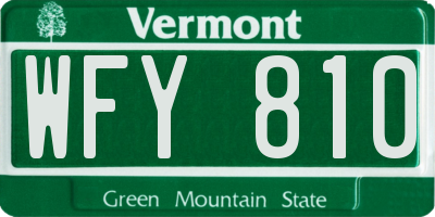 VT license plate WFY810