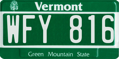 VT license plate WFY816
