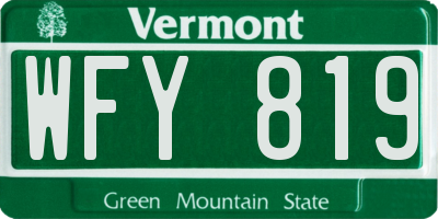 VT license plate WFY819