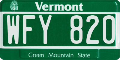 VT license plate WFY820