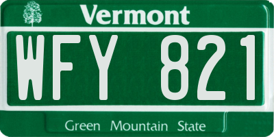 VT license plate WFY821