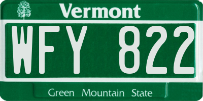 VT license plate WFY822