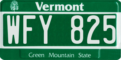 VT license plate WFY825