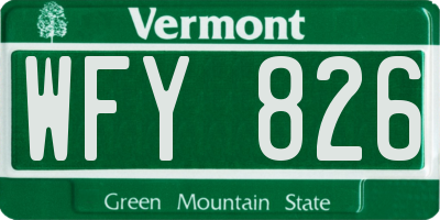 VT license plate WFY826