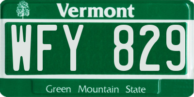 VT license plate WFY829