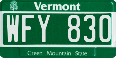 VT license plate WFY830