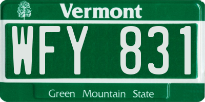 VT license plate WFY831