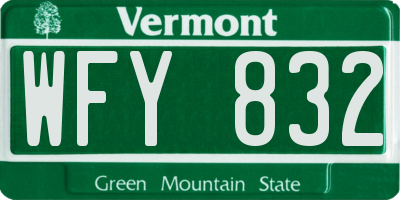 VT license plate WFY832
