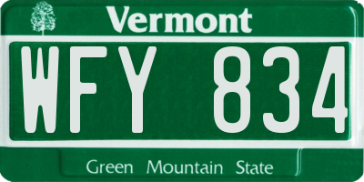 VT license plate WFY834