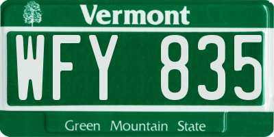 VT license plate WFY835