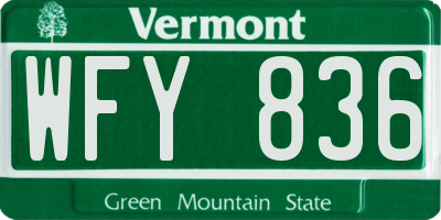 VT license plate WFY836