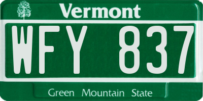 VT license plate WFY837
