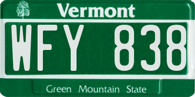 VT license plate WFY838