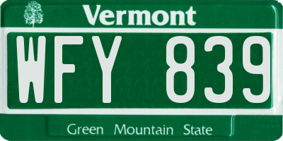 VT license plate WFY839
