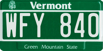 VT license plate WFY840